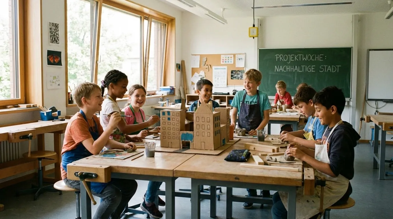 Kinder arbeiten gemeinsam an einem kreativen Projekt