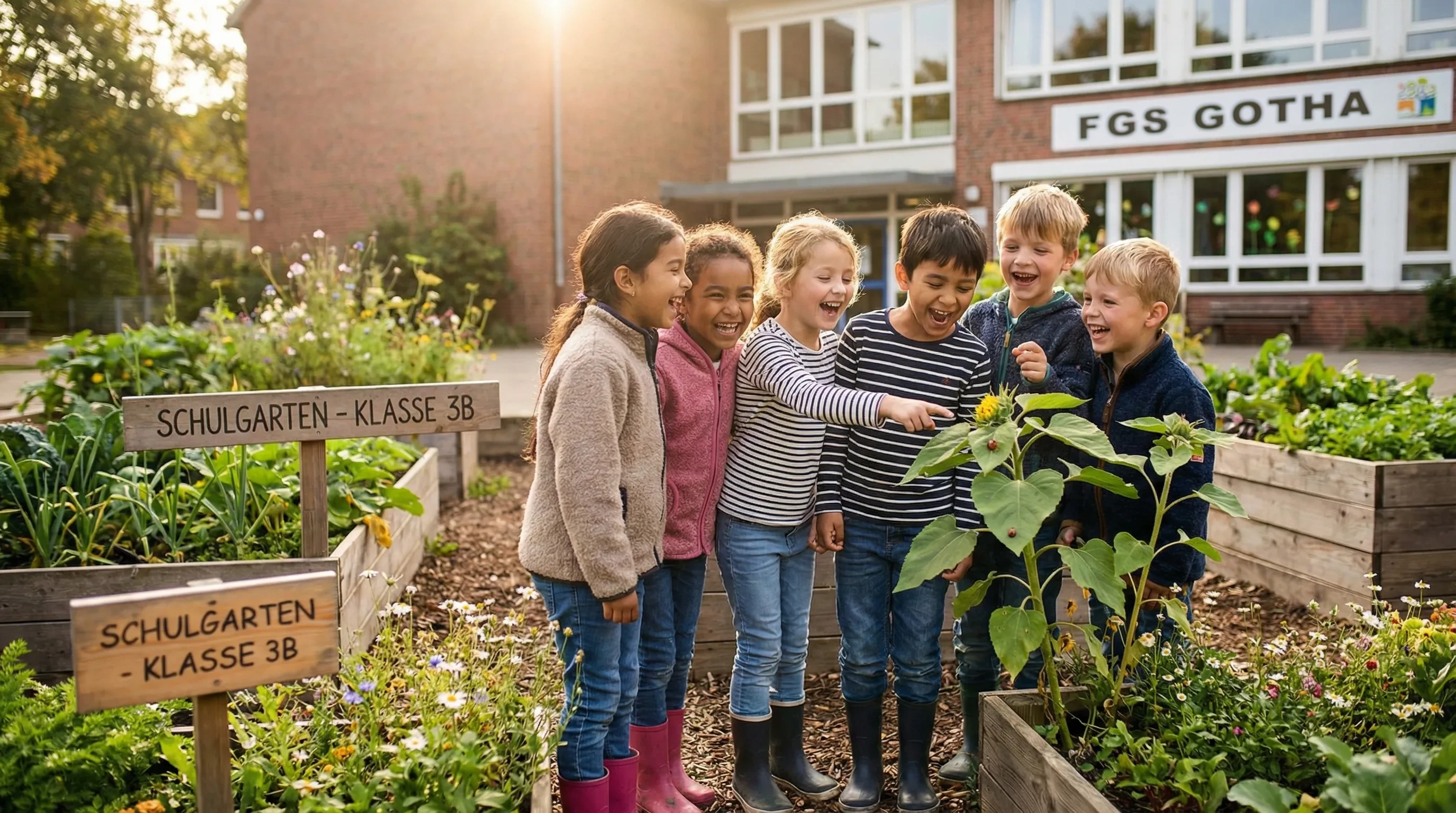 Kinder lernen gemeinsam im Grünen in Gotha